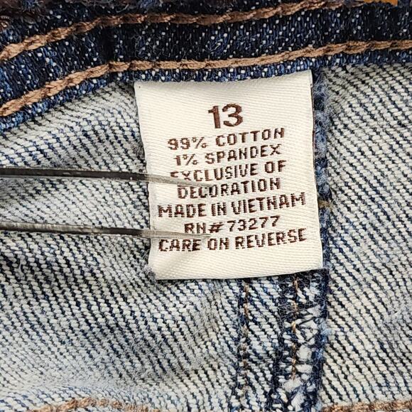 Vintage 90s Y2K Mudd Jeans Womens 13 Juniors Blue Crop Capri Skimmer Stretch - Picture 4 of 11